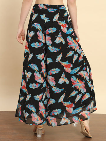 Black Feather Printed Palazzo