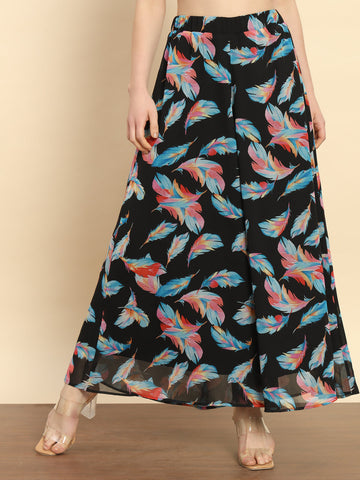 Black Feather Printed Palazzo