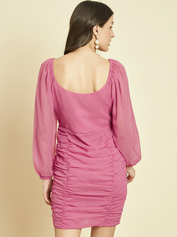 Pink Ruched Party Dress