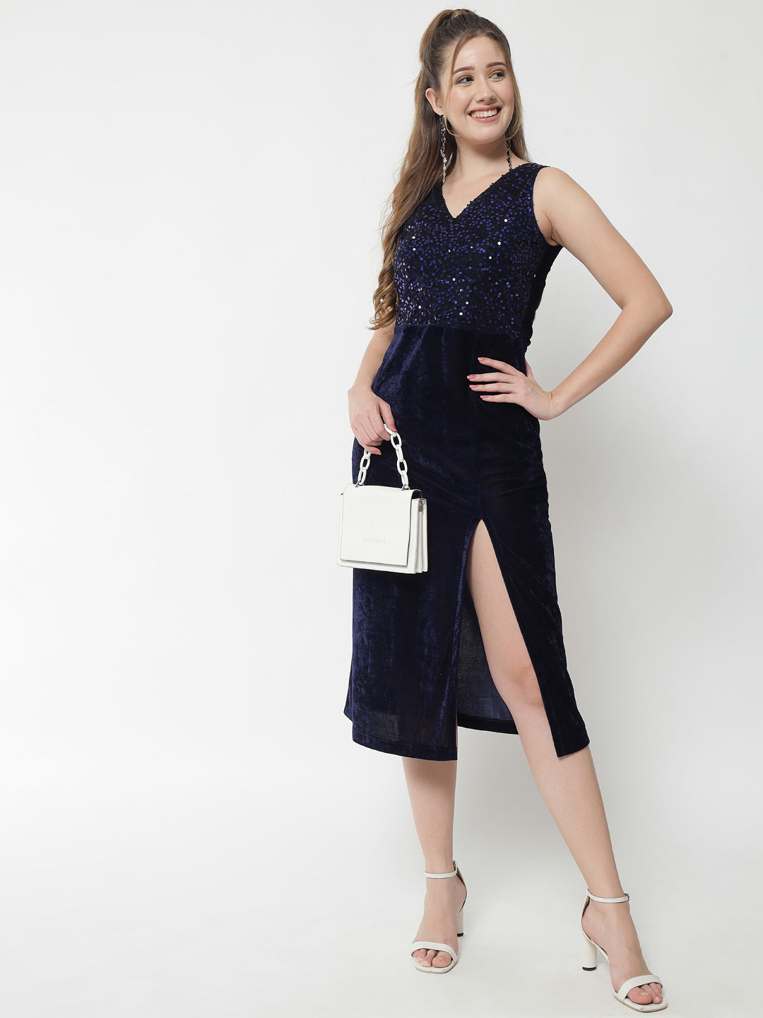 Navy Blue Sequence Party Dress