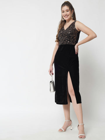 Black Sequence Party Dress