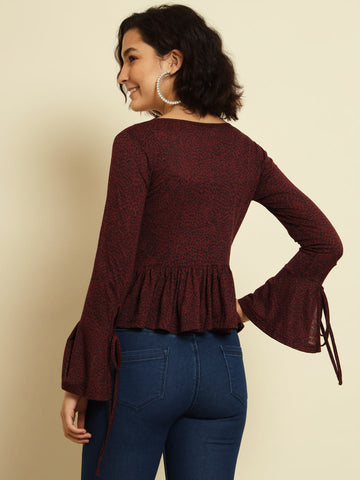 Maroon Solid Short Shrug