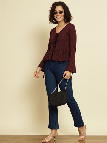 Maroon Solid Short Shrug