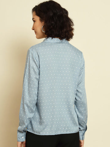 Blue Polkadot Rayon Shirt