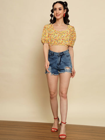 Yellow Floral Printed Top