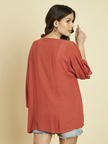 Rust Crinkled Shrug