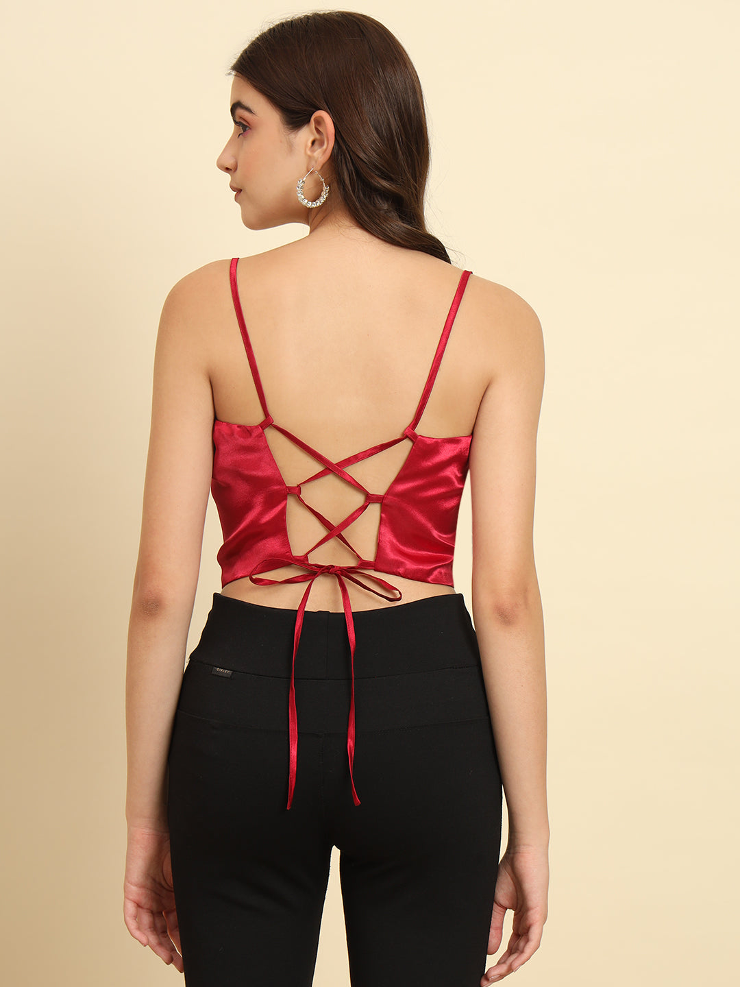 Red Laced Up Party Top