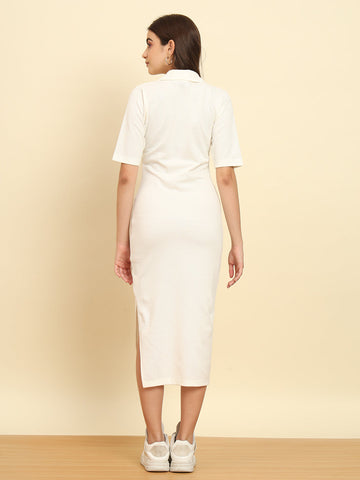 White Long Slit Dress