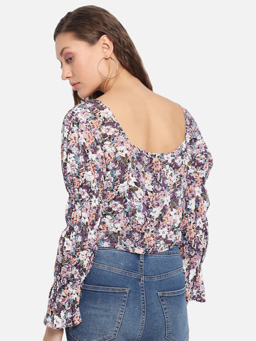 Multicolor Drawstring Top