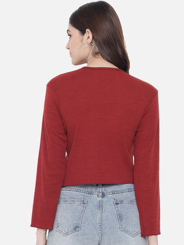 Rust Full Sleeves Rib Top