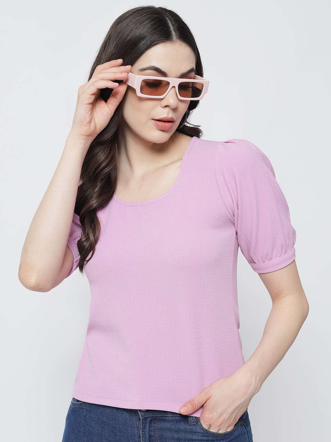 Lilac Puff Sleeve Top