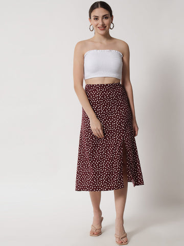 Wine Printed Skirt