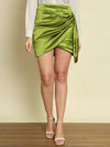Satin Draped Skirt - Green