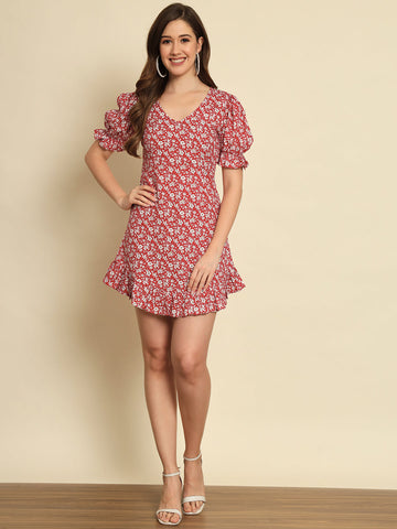 Floral Printed Frill Dress