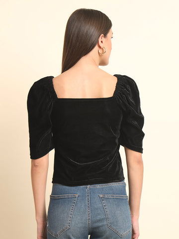 Puff Sleeve Velvet Top