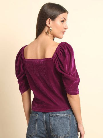 Puff Sleeve Velvet Top
