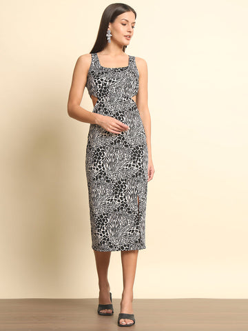Leopard Print Cutout Dress