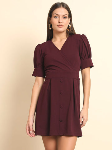 Burgundy Overlap Dress