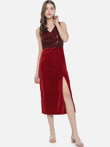 Red Sequence Party Dress