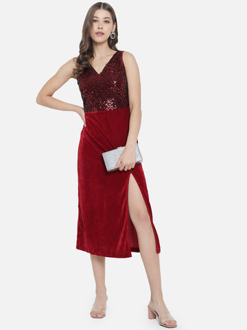 Red Sequence Party Dress