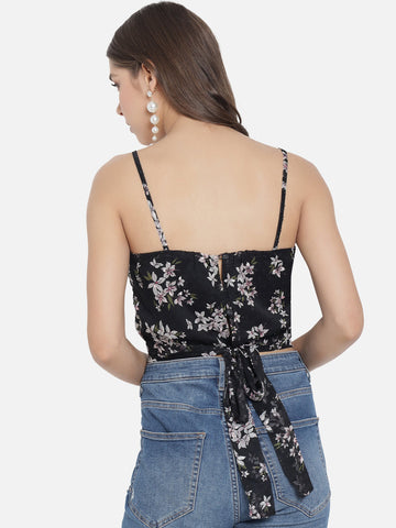 Printed Black Dobby Top