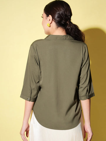 Olive Green Pleat Top