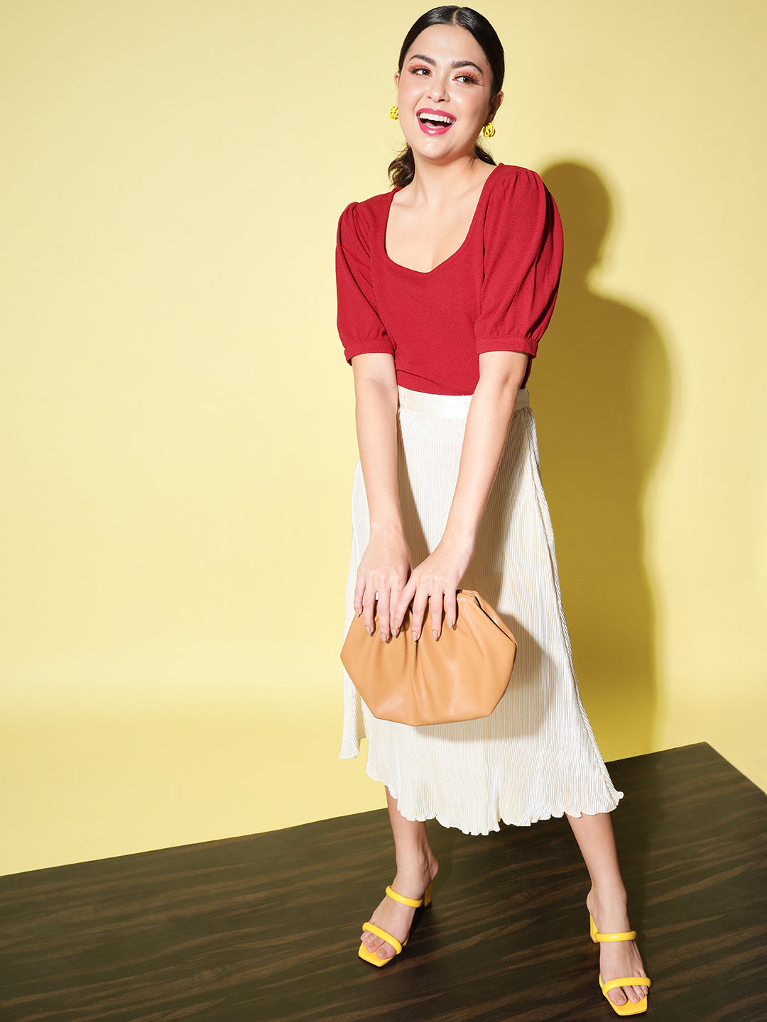 Red Puff Sleeve Top