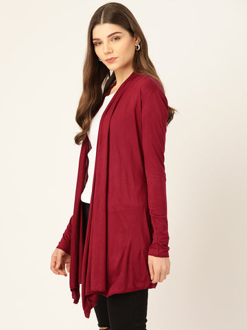 Solid Long Maroon Shrug