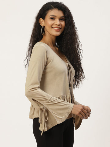 Solid Beige Short Shrug