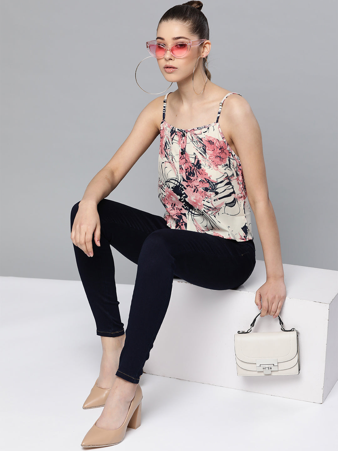 Off White Floral Cami Top