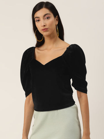 Puff Sleeve Velvet Top