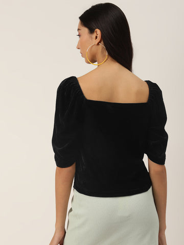 Puff Sleeve Velvet Top
