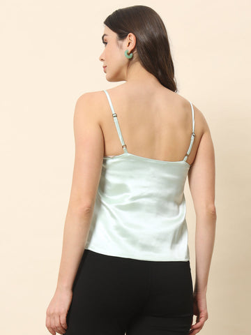 Mint Green Satin Cowl Top