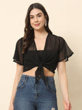 Waterfall Crop Shrug - Black