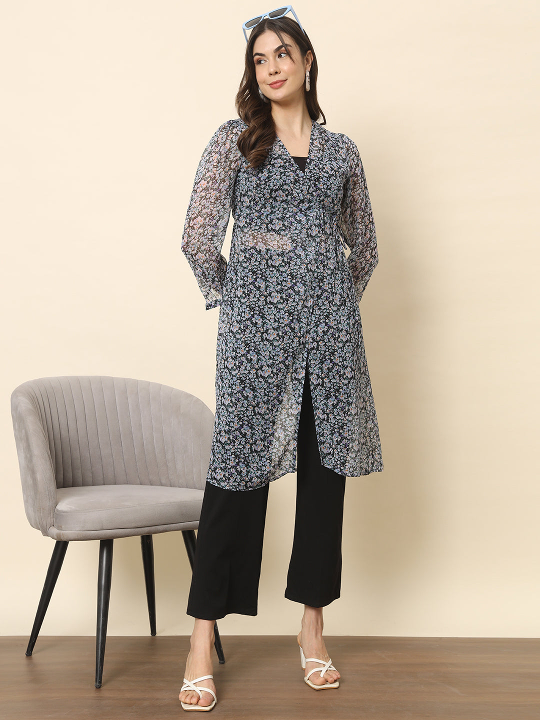 Multi Printed Lurex Shrug